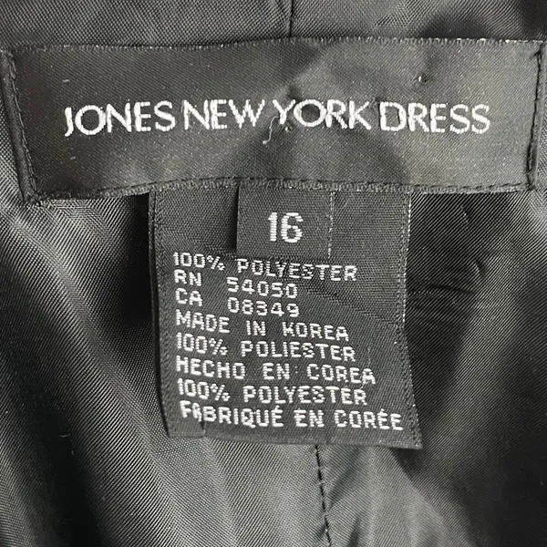 Vintage‎ Jones New York Dress Midi Dress Women 16 Black Sheer Flutter Sleeve - Image 7