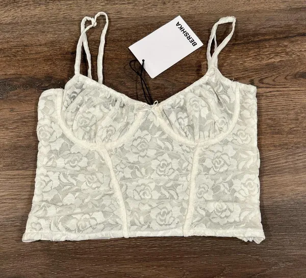 Bershka White Lace Corset - Image 3