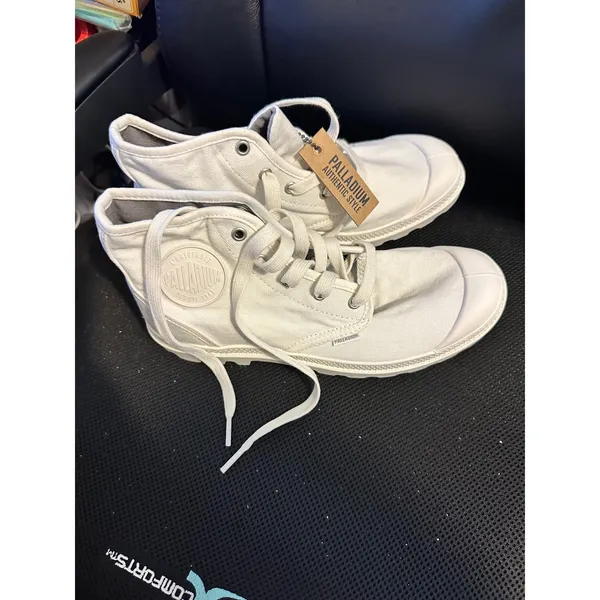 Palladium Pampa‎ Boots Womens White Canvas High Top Lace Up Casual Shoes NIB 9 - Image 4
