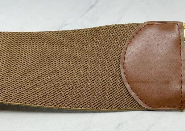 Brown Faux Suede Stretch Belt Metallic Gold Lacing Large/XL (L/XL) ✨ - Image 12