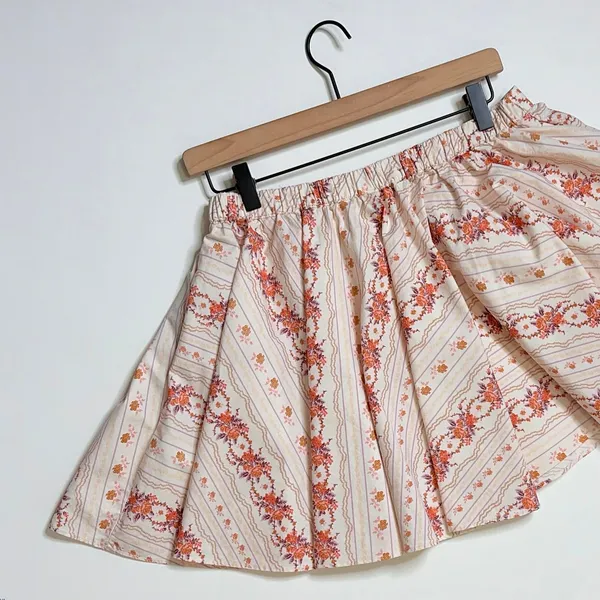 FREE PEOPLE Gaia Floral Printed Skirt Mini Ivory Combo Pockets Poplin Small‎ - Image 9