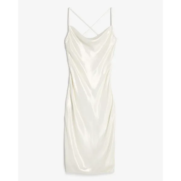 EXPRESS Metallic Cowl Neck Cross Back Midi Slip Dress - Image 10