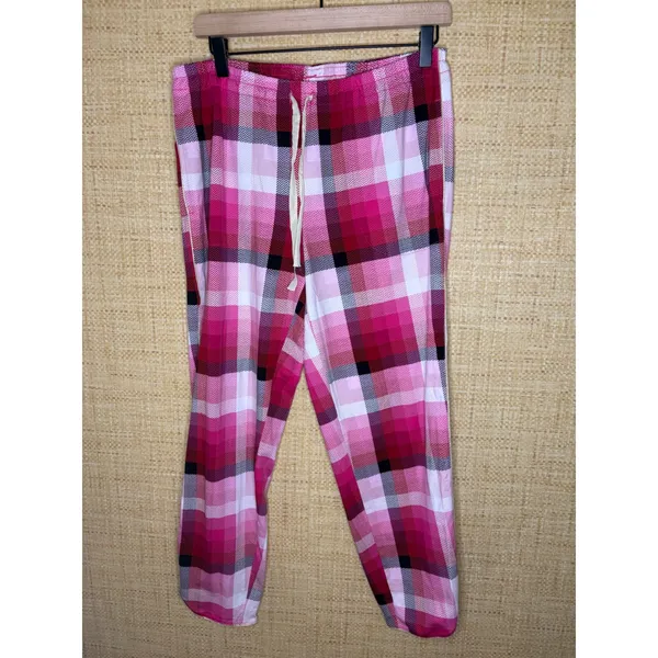 Soma Embraceable Pajama Set Pink Sugarloaf Plaid Small Top Medium Bottom NEW - Image 5