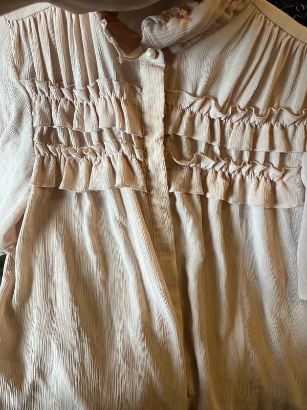 ZARA Light Pink Ruffle Blouse - Image 4