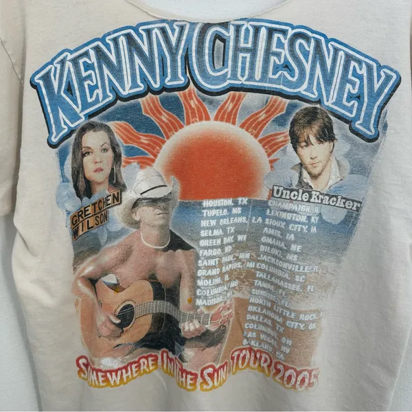 Vintage Kenny Chesney Off the Shoulder T-shirt - Image 7