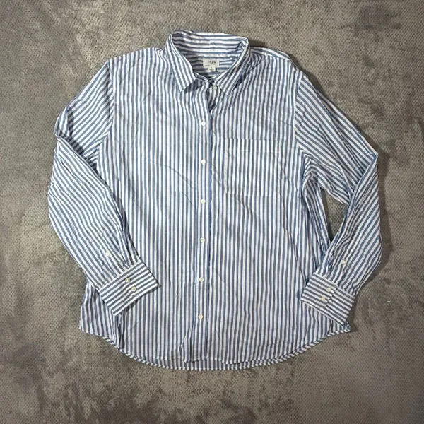 J.Crew Size L Blue White Striped Cotton Button Down Shirt Long Sleeve Officewear - Image 2