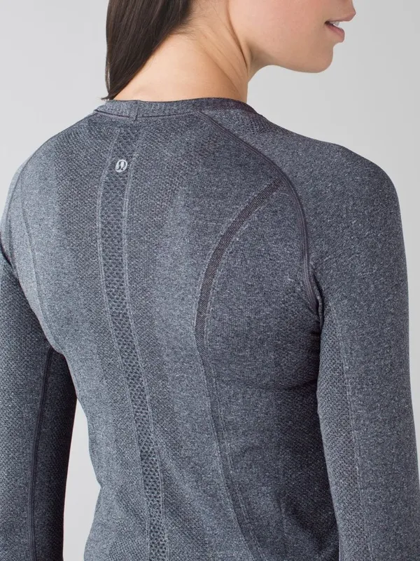 Lululemon Swiftly Tech Long Sleeve Heathered Black Size 12 - Image 3