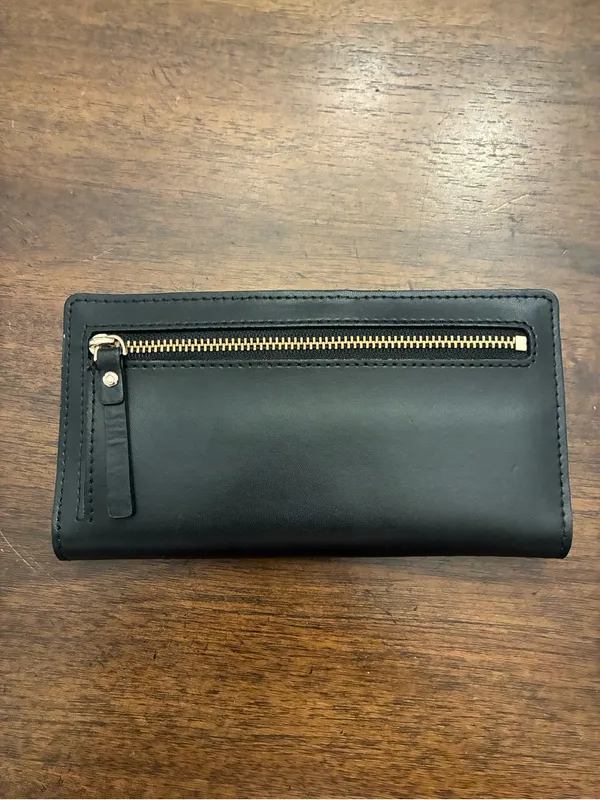 Kate Spade Wallet Bifold Black Hot Pink Gold Snap Zipper Leather - Image 2