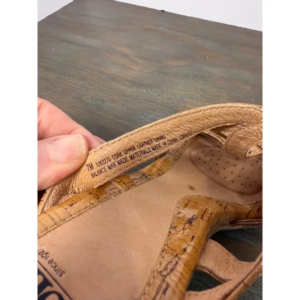 Söfft Cork Leather Strappy Heeled Sandals Tan Natural Boho Size 7M - Image 10