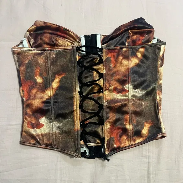 Dolls Kill Gold and Brown Renaissance inspired corset top - Image 3