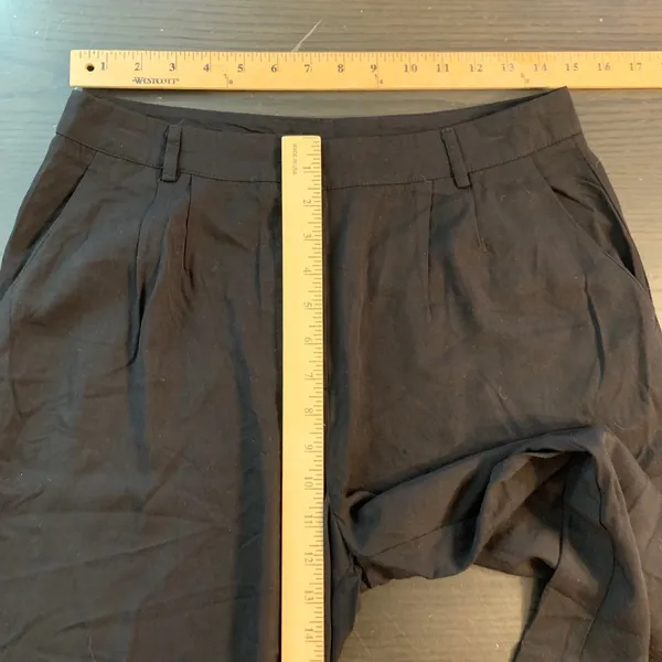 Lulus Black High Waisted‎ Wide Leg Pleated Rayon Trousers Pants Office Church M - Image 6