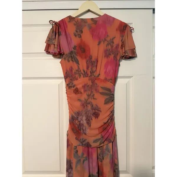 Maeve Anthropologie Simone Sheer Floral Asymmetrical Dress Butterfly Fairy - Image 4