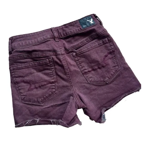 Womens American Eagle Hi-Rise Burgundy Super Stretch Shortie Shorts - Sz 2 - Image 3