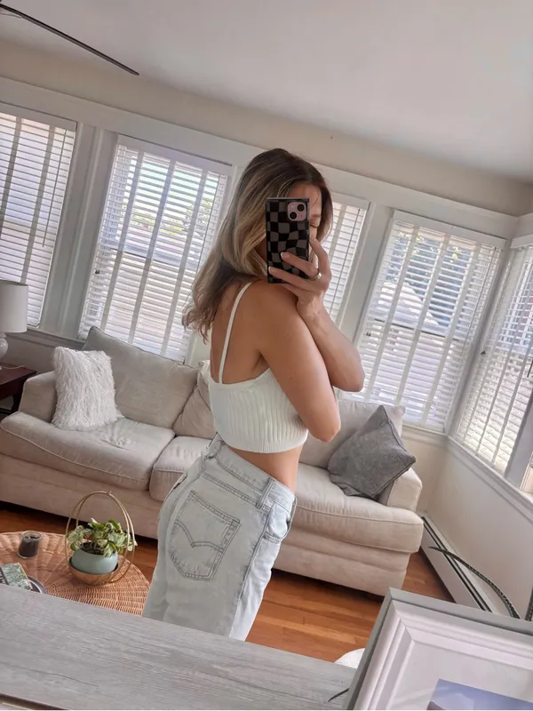 Free People Cotton Nylon Ribbed Knit Cropped Tank Top Small - Image 2