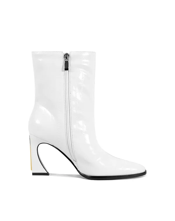 Women's Snakeskin Print Ankle Boots, High Heel Pointed Toe Block Heel Side Zipper Dressy Boots, Eel Pattern Faux Leather Boot for Offic - Image 2