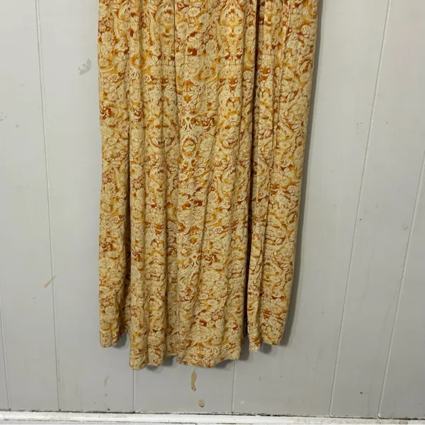 Free People Boho Maxi Dress M Yellow Paisley Smocked Tie Strap Flowy Festival - Image 7