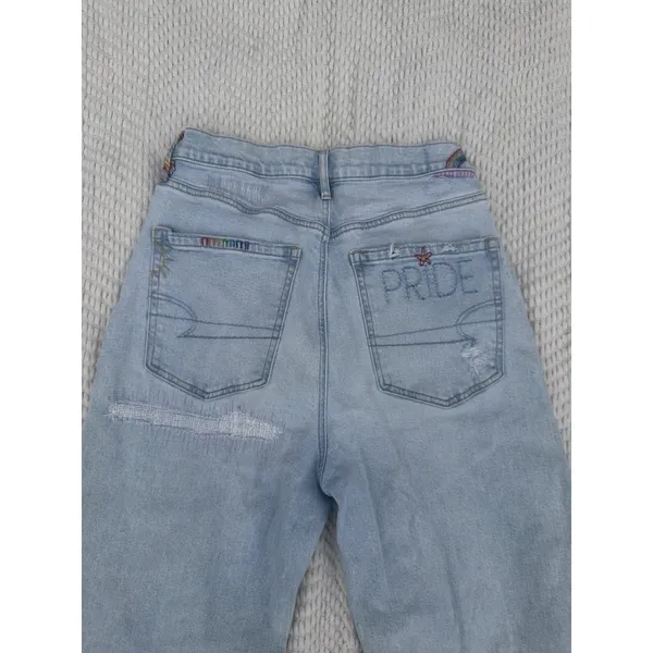 American Eagle Strigid Highest Rise Baggy‎ Straight Pride Jeans Size 5/ 27" - Image 11