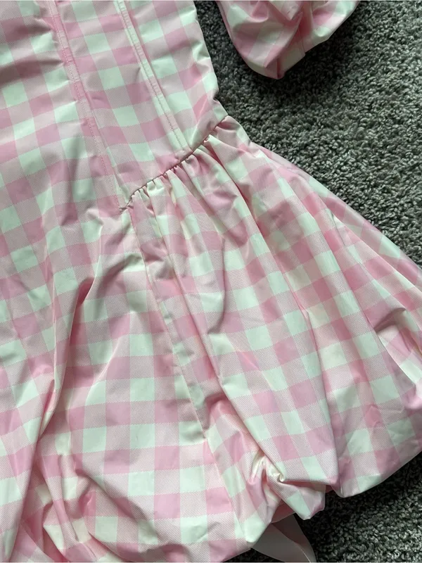 Sugar Thrillz Pink and White Gingham Mini Dress - Image 3