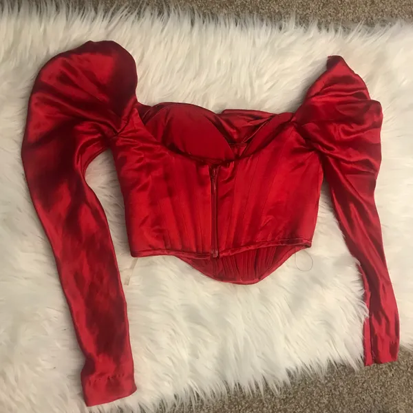 House Of CB Gala Red Satin Corset Top - Image 5
