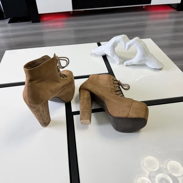 Jeffrey Campbell Lita Suede Platform Booties - Tan (Size 8M) - Image 6