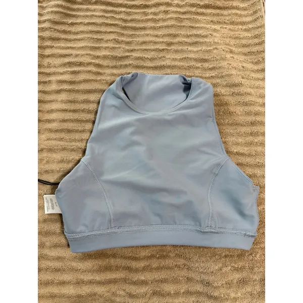 NEW WeWoreWhat High Neck Sports‎ Racer Back Bra Dusty Blue Size Small Athletic - Image 5