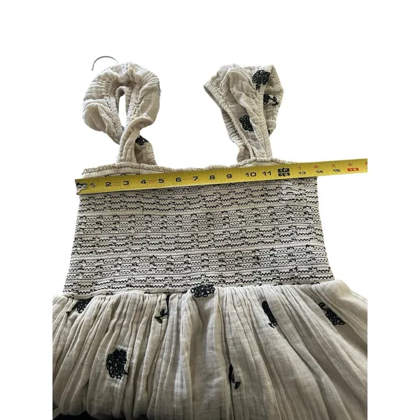 Free People Tory Embroidered Mini Dress Smock Bodice Medium - Image 6