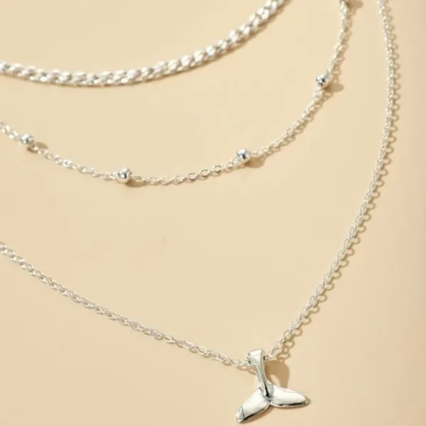 3/$30 🤍 Multi Layered Charm Necklace Silver - Image 3