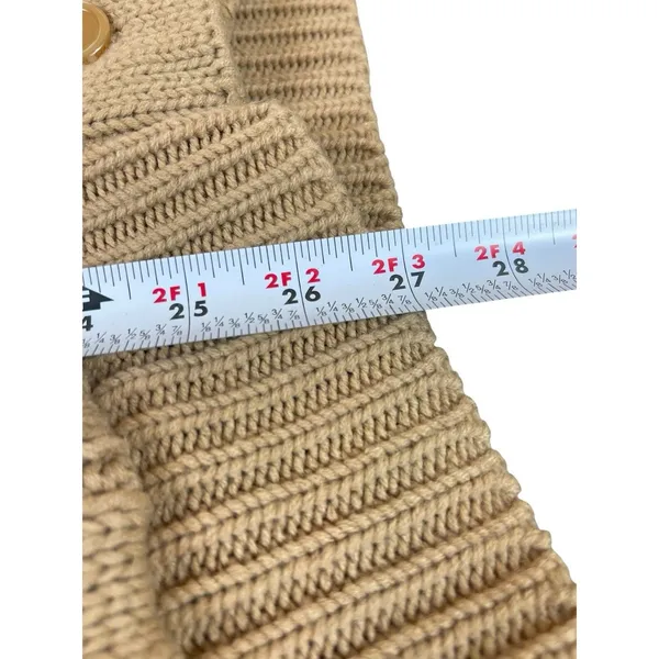 VTG 90s Grandma Beige Cable Knit S Button Front Cardigan Sweater Pocket - Image 6