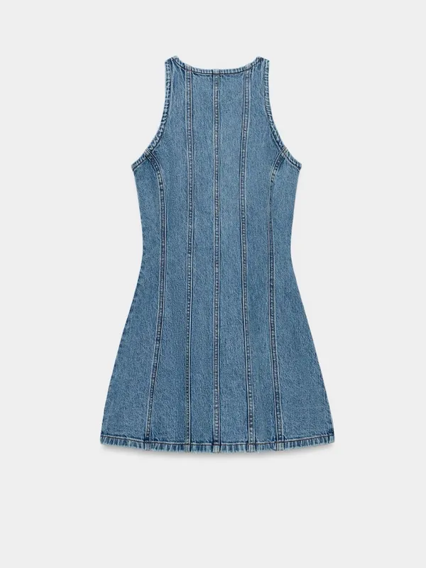 Nwt Zara Z1975 Mini Seamed Denim Dress Size M - Image 8