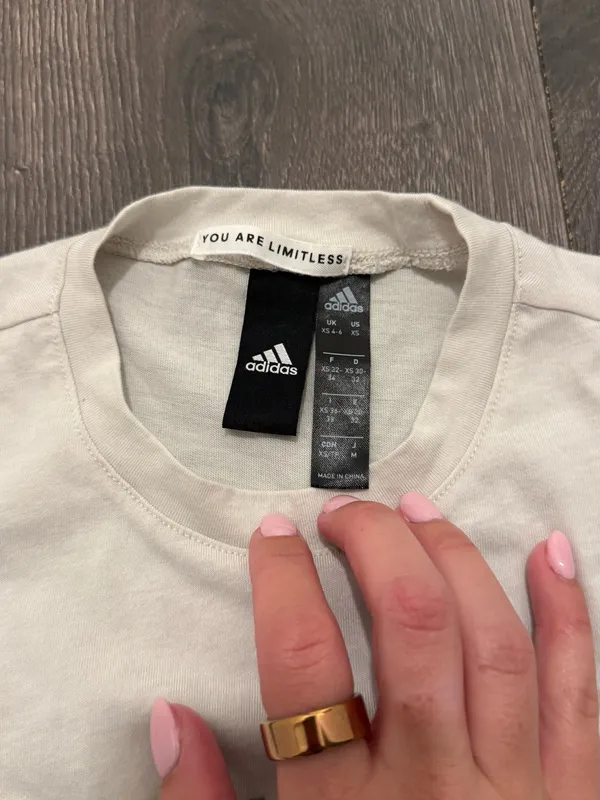 Adidas Women's Cream Floral Logo Cropped Tank - Image 2