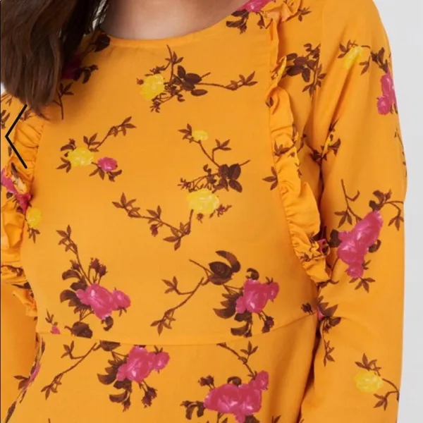NA-KD Saffron Floral Dream Asymmetric Dress size 2 NEW - Image 3