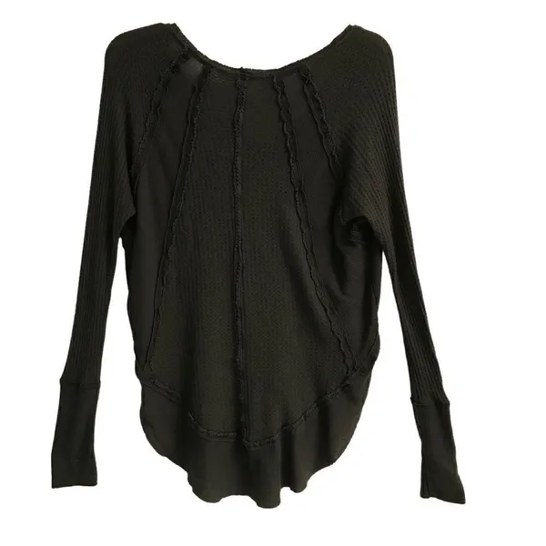 We‎ The Free army green waffle knit thermal long sleeve top S - Image 2