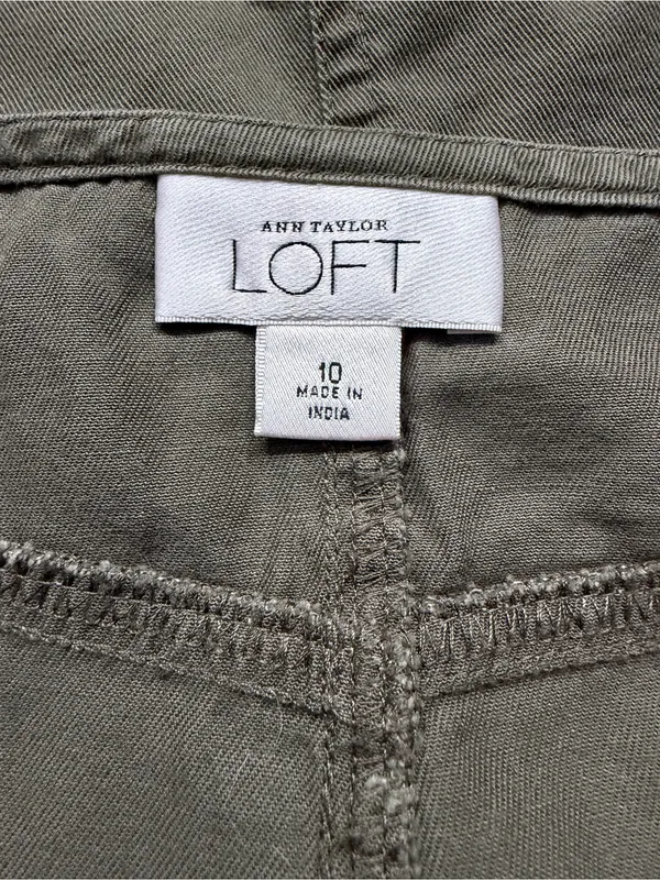Ann Taylor LOFT Olive Green Cotton Flounce Mini Skirt Size 10 - Image 6