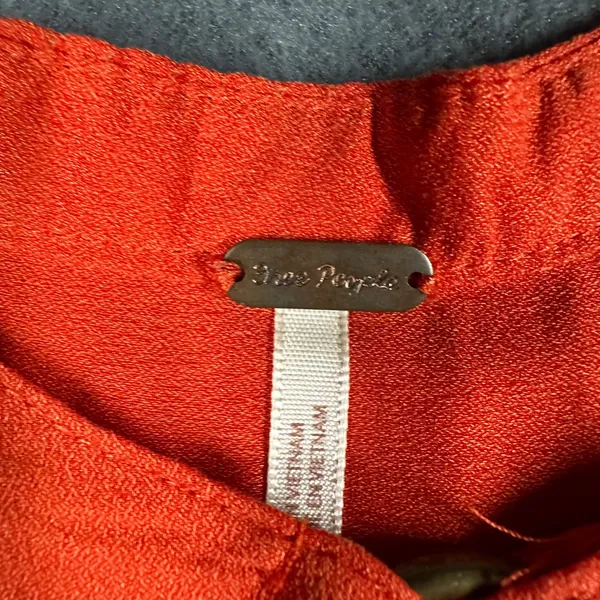 Free People Sleeveless Blouse Small Orange‎ Sleeveless Draped Ring Detail Top - Image 3