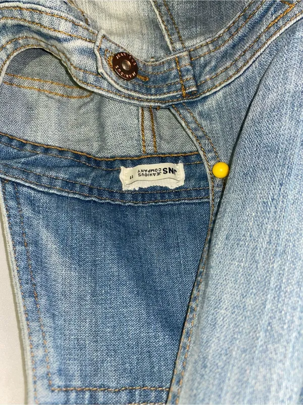 Light Wash Denim Overalls Blue Size 10 - Image 4