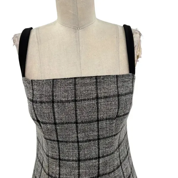 NBD‎ Bynes Mini Dress Gray Black Plaid Sleeveless Size Small - Image 4