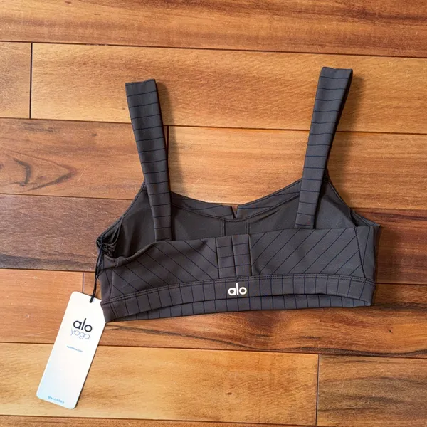 ALO Yoga Brown and Black Striped Sports Bra - Image 2