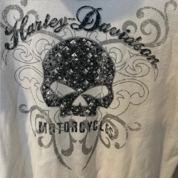 Genuine Harley Davidson Willie G Laced‎ Front Henley Hoodie Embellished C - Image 10
