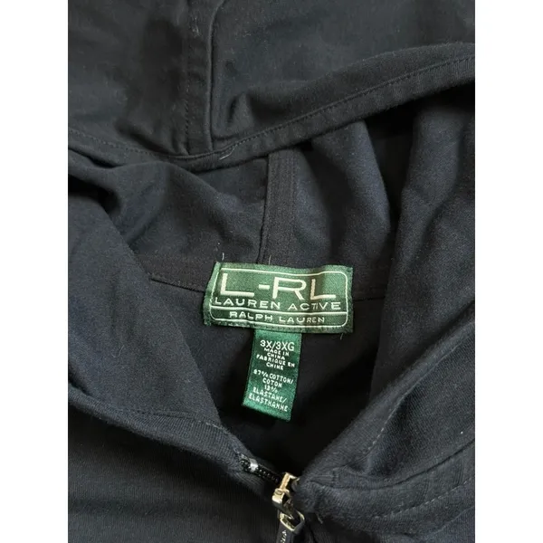 EUC LRL Lauren ralph Lauren active black athletic cotton stretch jacket size 3X - Image 3