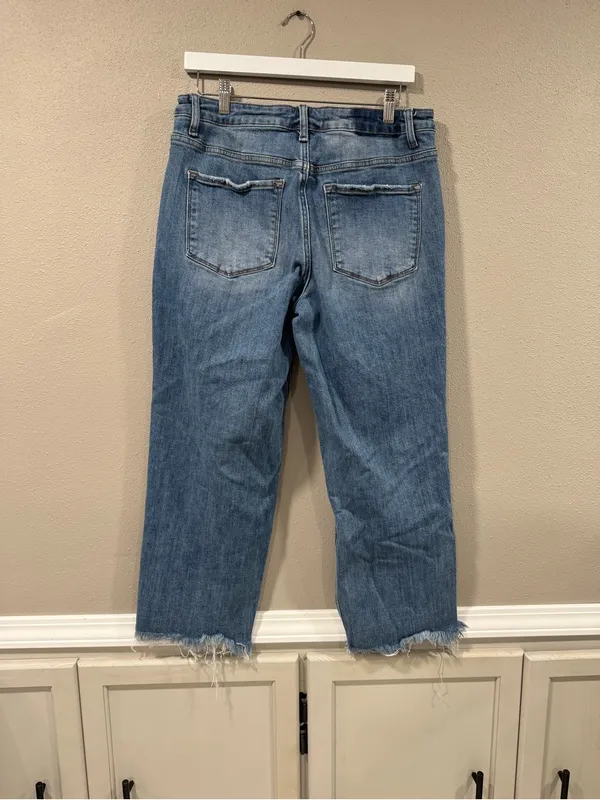 Vervet Boyfriend Jean Blue Distressed Straight Jeans - Image 3