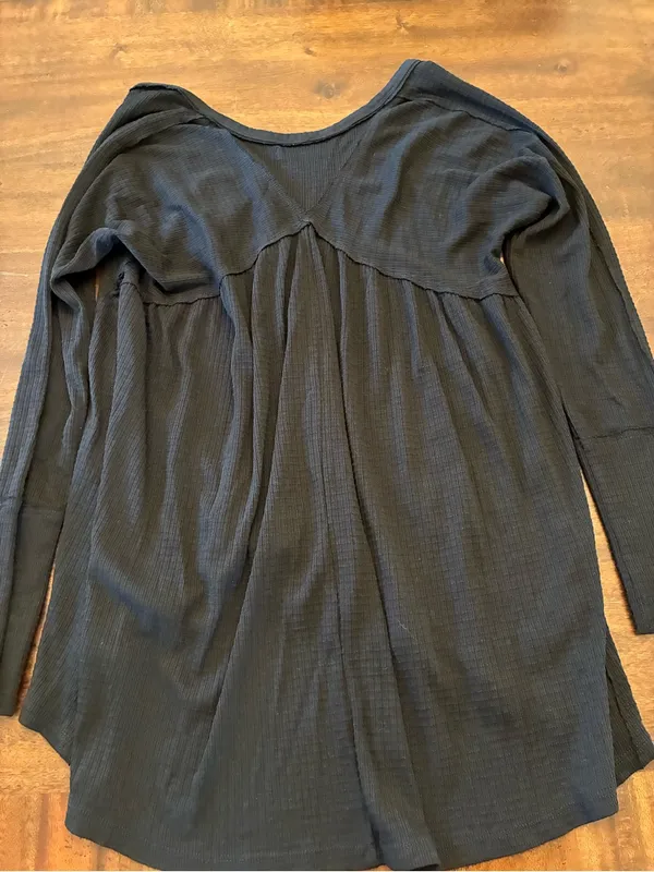 Free People We The Free Citrine Top Women’s Small Thermal Long Sleeve Black - Image 3