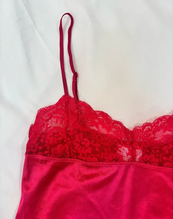 Y2K Dreamgirl Satin Lace Slip Dress - Image 3