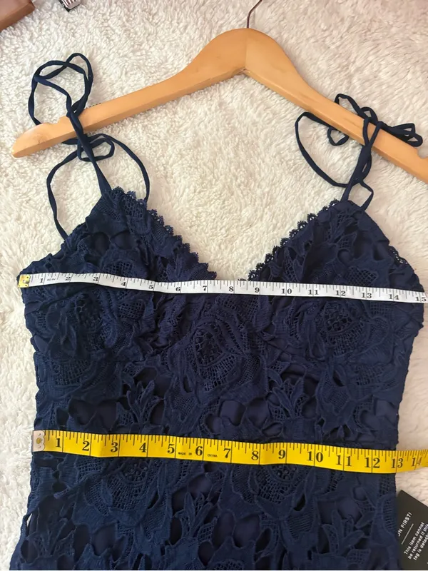 Lulus Compelling Sweetness Navy Blue Lace Tie-Strap Midi Dress Size Small Formal - Image 8