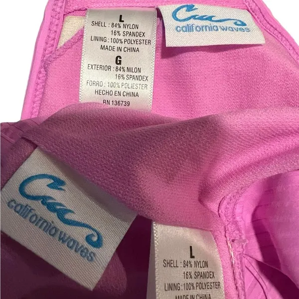California Waves Pink High Waist Swimsuit Size Large Nwt. - Image 6
