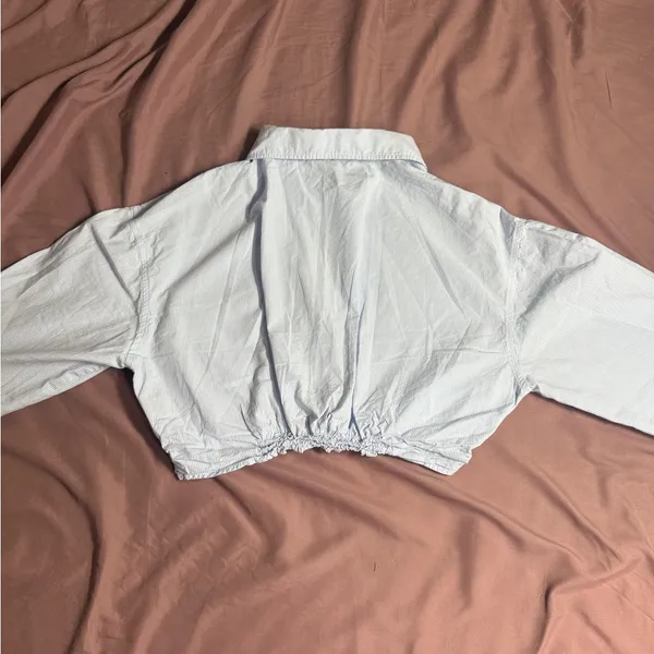 Zara Light Blue Striped Shirt - Image 5