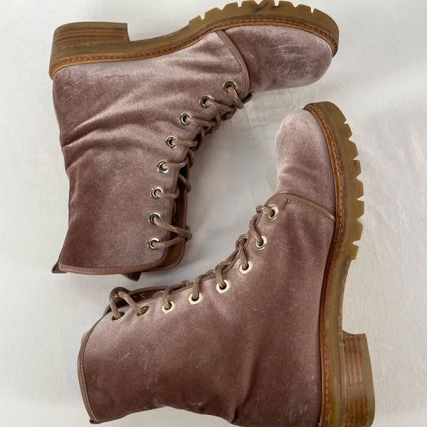 Stuart Weitzman Metermaid‎ Velvet Combat Boots in Candy Pink Size 7.5 - Image 12