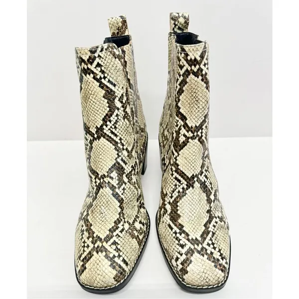 Nordstrom‎ Rack Ankle Booties Size 7 Leather Snake Print Block Heel NEW - Image 4