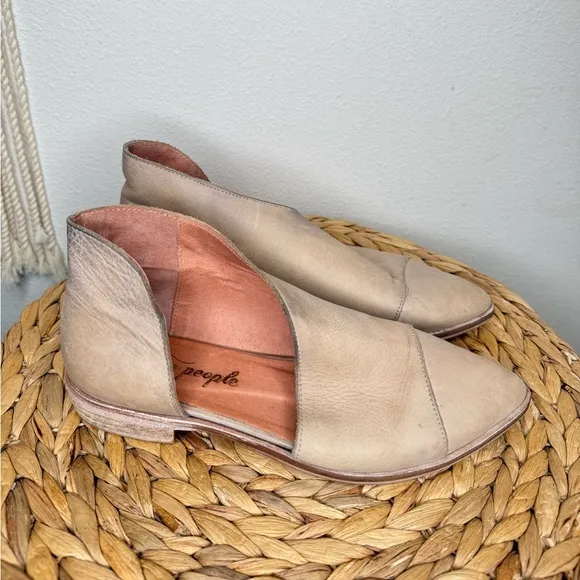 Free People Royale Flats size 37.5 Taupe Leather cut out D’orsay shoes women’s - Image 2