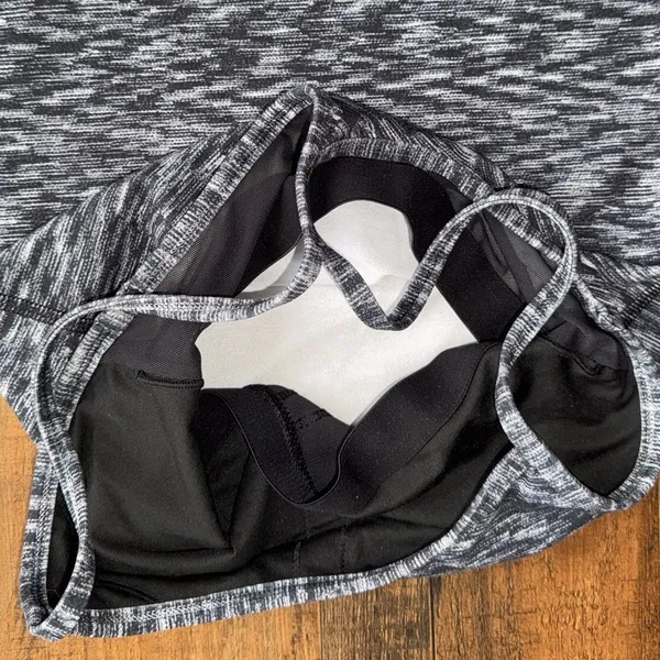 Lululemon Athletica Black and Neon Green Sports Bra with Gray Tank Top - Image 5