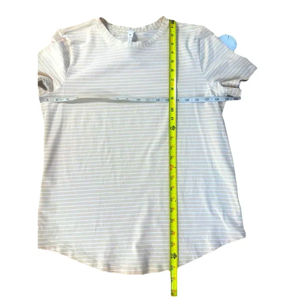Lululemon Love Crew T-Shirt Prosecco White Striped Pima Cotton Size 8 - Image 6